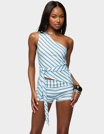 EDIKTED Chantal Asymmetric Striped Top Primary Image