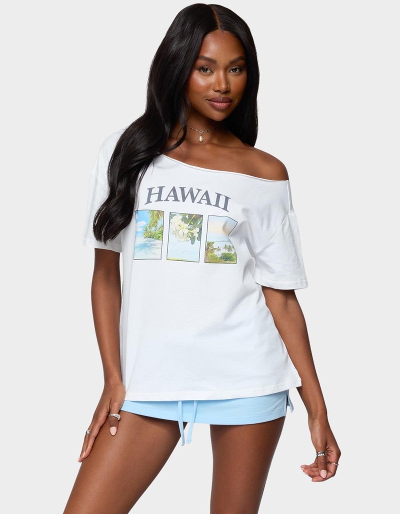 EDIKTED Hawaiian Babe Off Shoulder Tee image number 0