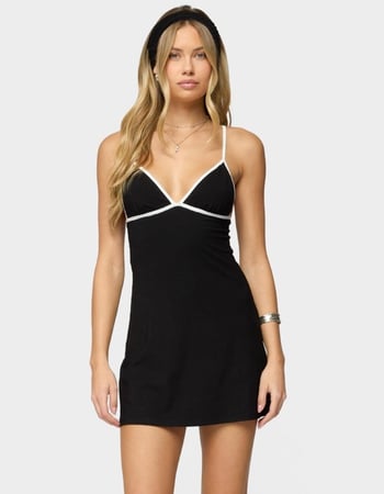 EDIKTED Laurah Contrast V-Neck Mini Dress Primary Image