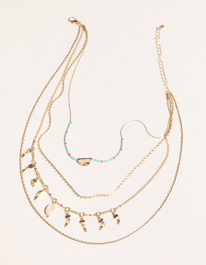 WEST OF MELROSE Shell & Disc Beaded Layered Necklace image number 1