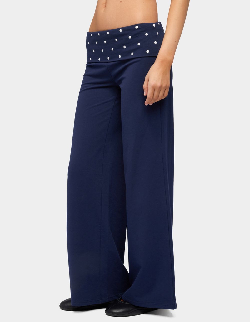 EDIKTED Petite Reeva Polka Dot Foldover Pants image number 1