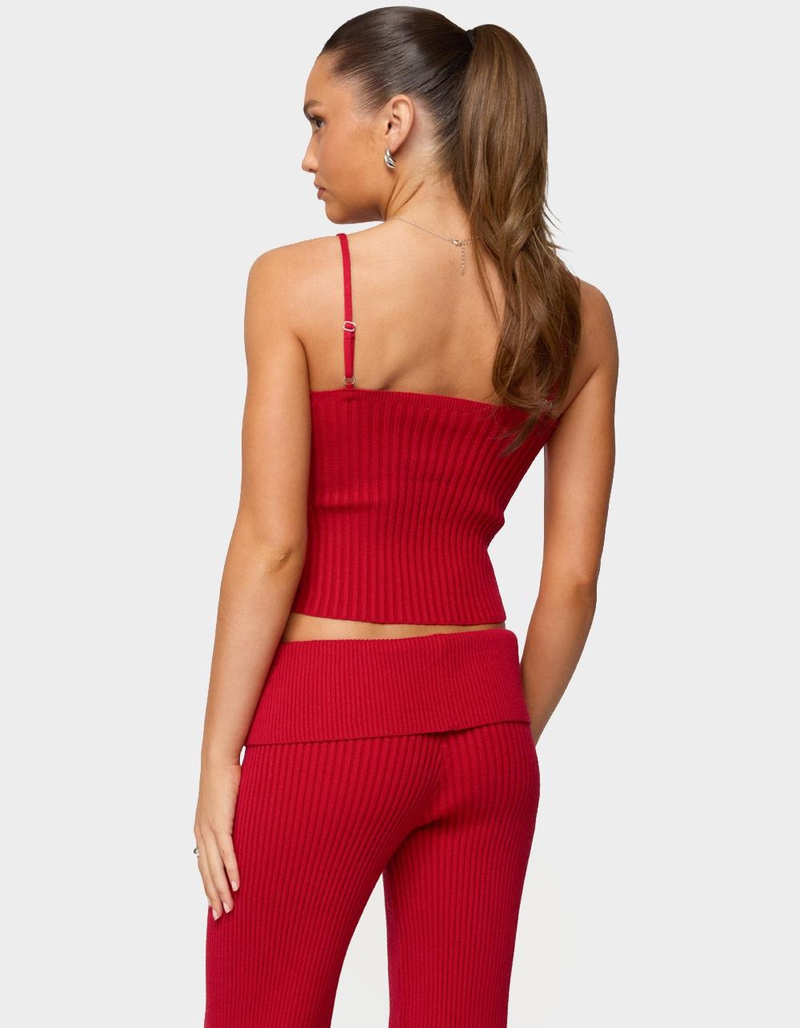 EDIKTED Adannah Tie Ribbed Knit Tank Top image number 2