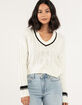RSQ Womens Varsity Cable V Neck Sweater image number 2