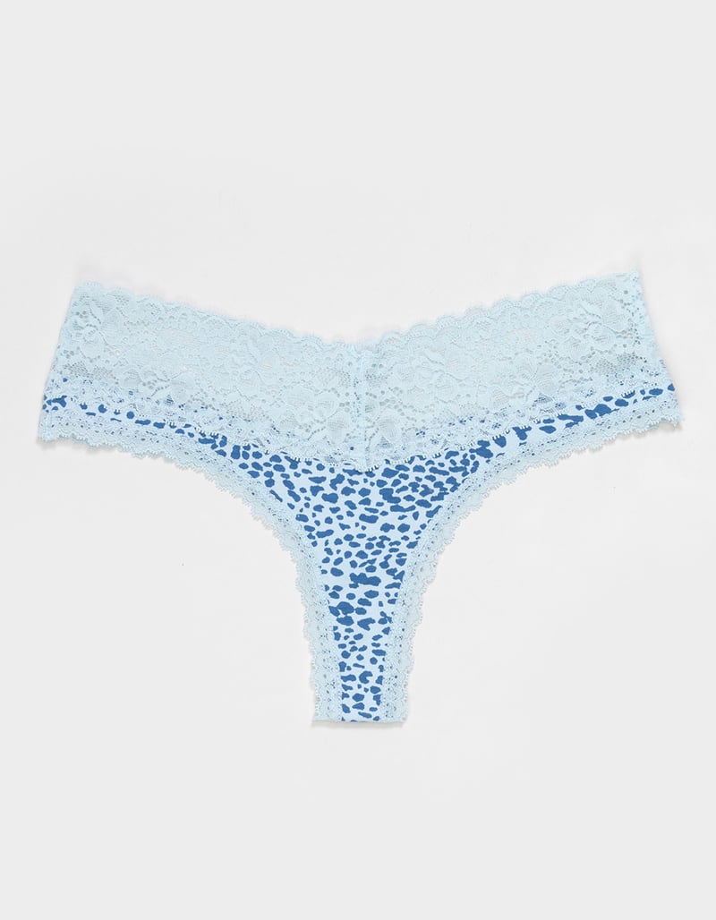 FULL TILT Stretch Cotton Lace Trim Thong image number 0