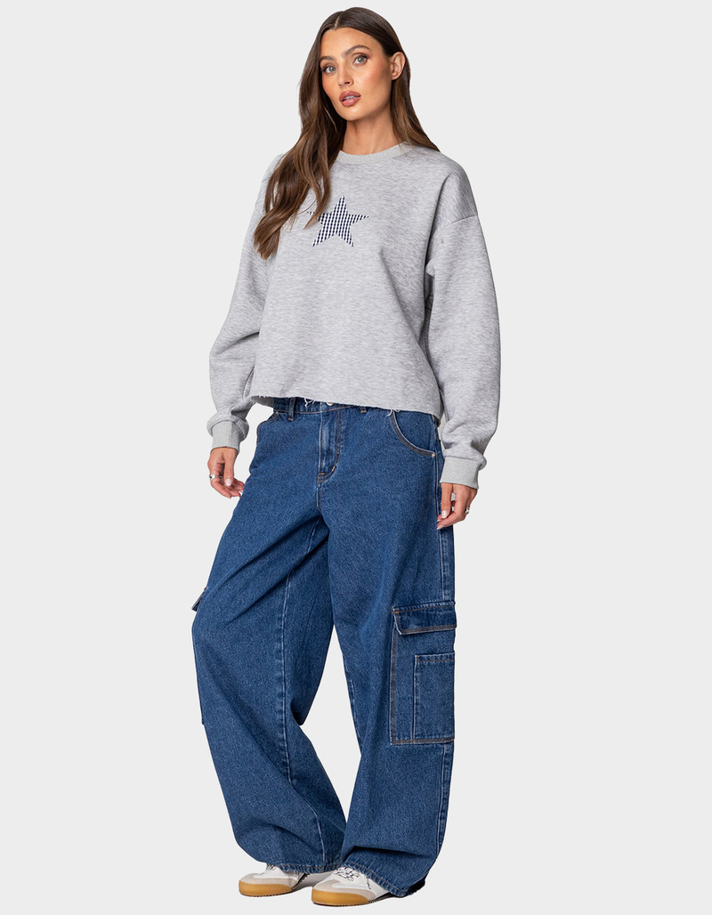 EDIKTED Gingham Star Sweatshirt image number 3