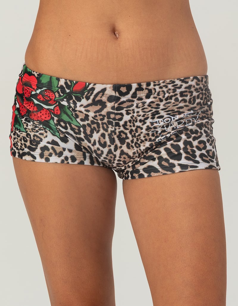 ED HARDY Red Leopard Womens Swim Boyshorts image number 1
