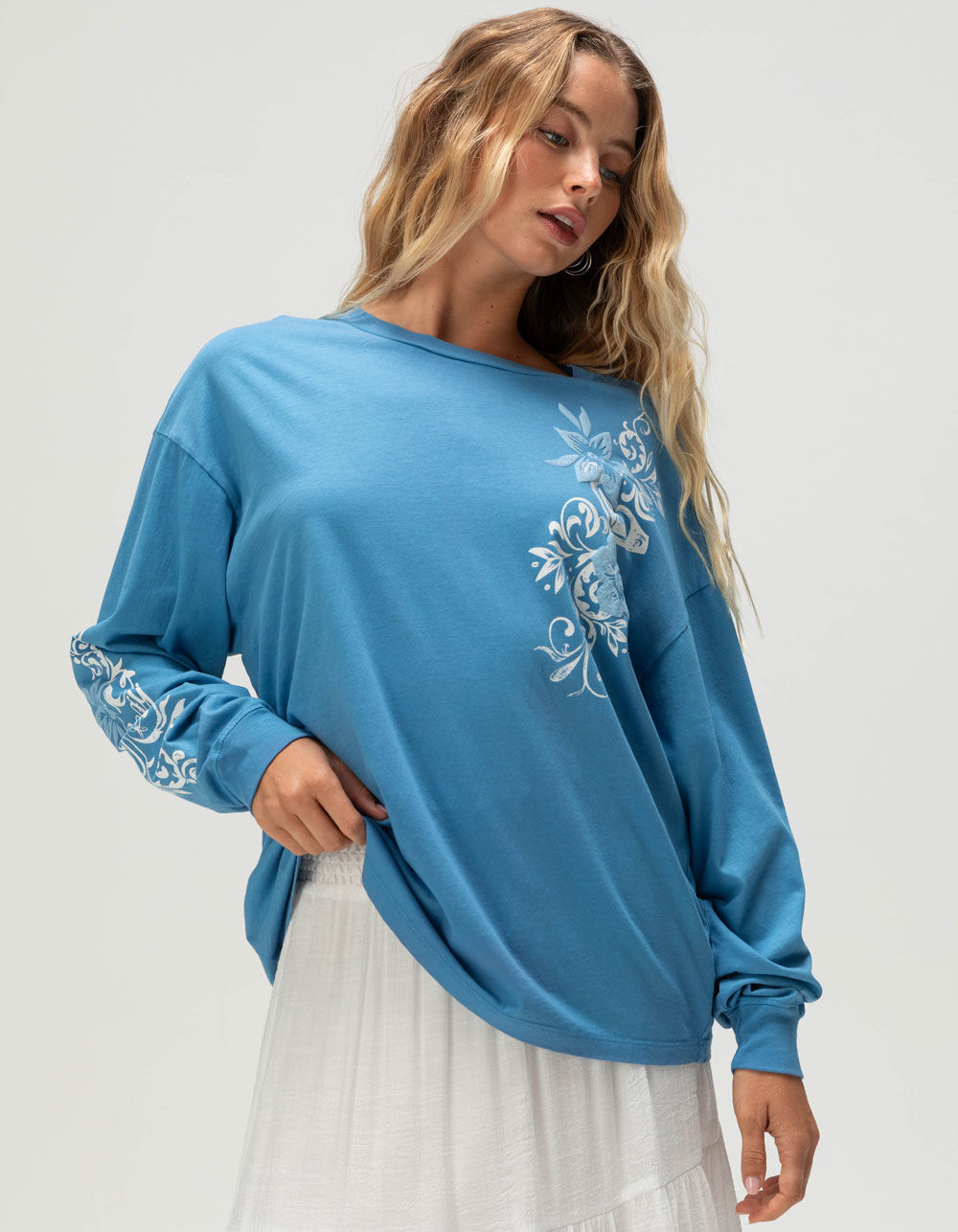 ROXY Hibiscus Love Womens Long Sleeve Tee - BLUE | Tillys