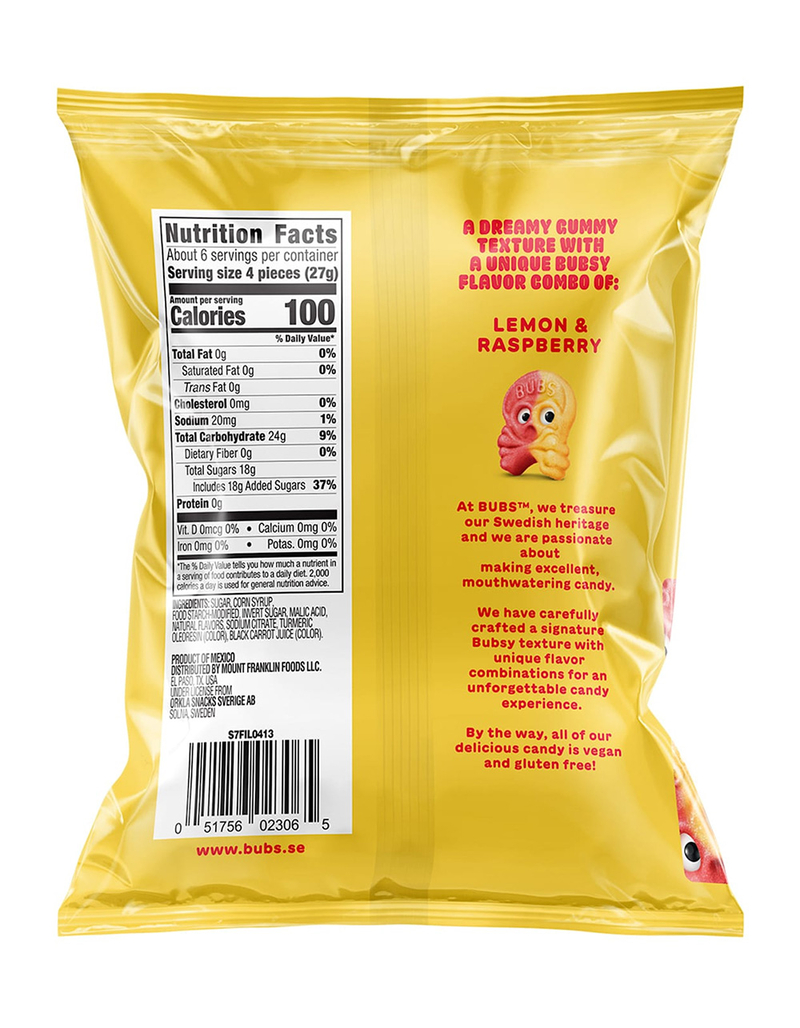 BUBS Sour Skalle&trade; Lemon Raspberry Candy image number 2