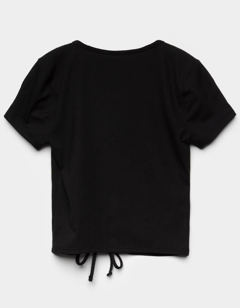 WHITE FAWN Solid Half Cinch Girls Tee image number 1