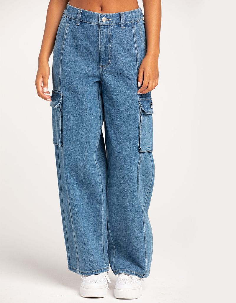 OBEY Search Womens Denim Cargo Pants image number 1