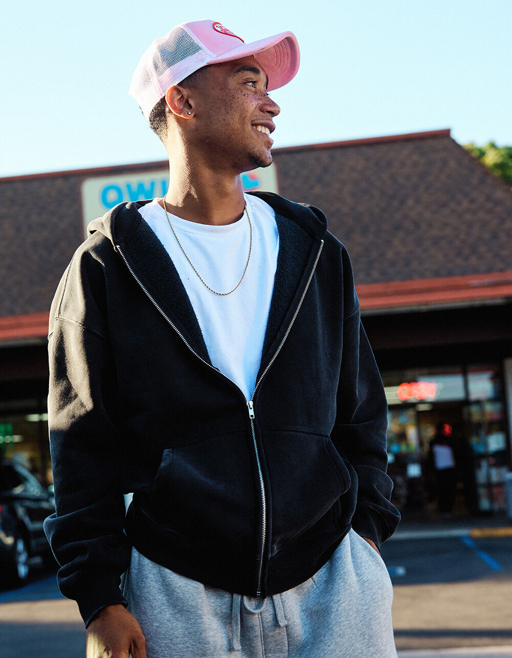 RSQ Mens Oversized Zip-Up Hoodie - BLACK | Tillys