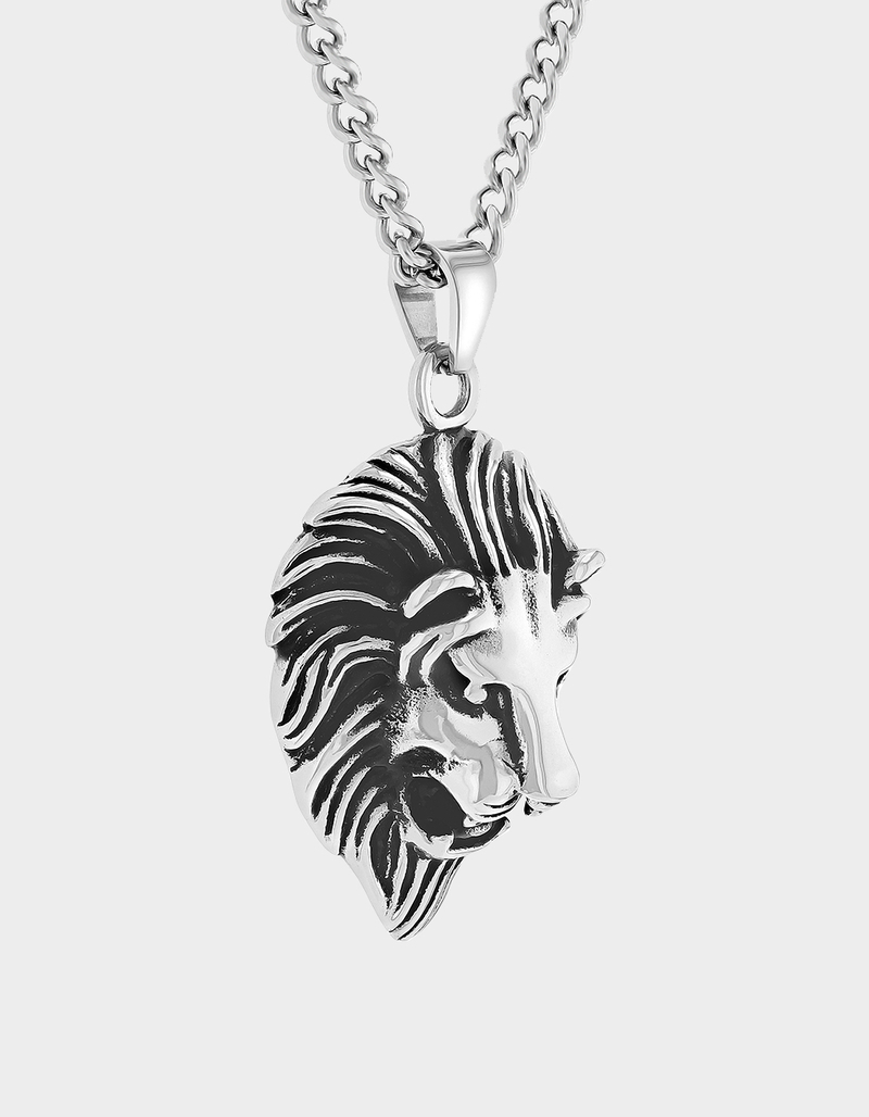 STEEL NATION Stainless Steel Lion's Head Pendant image number 1