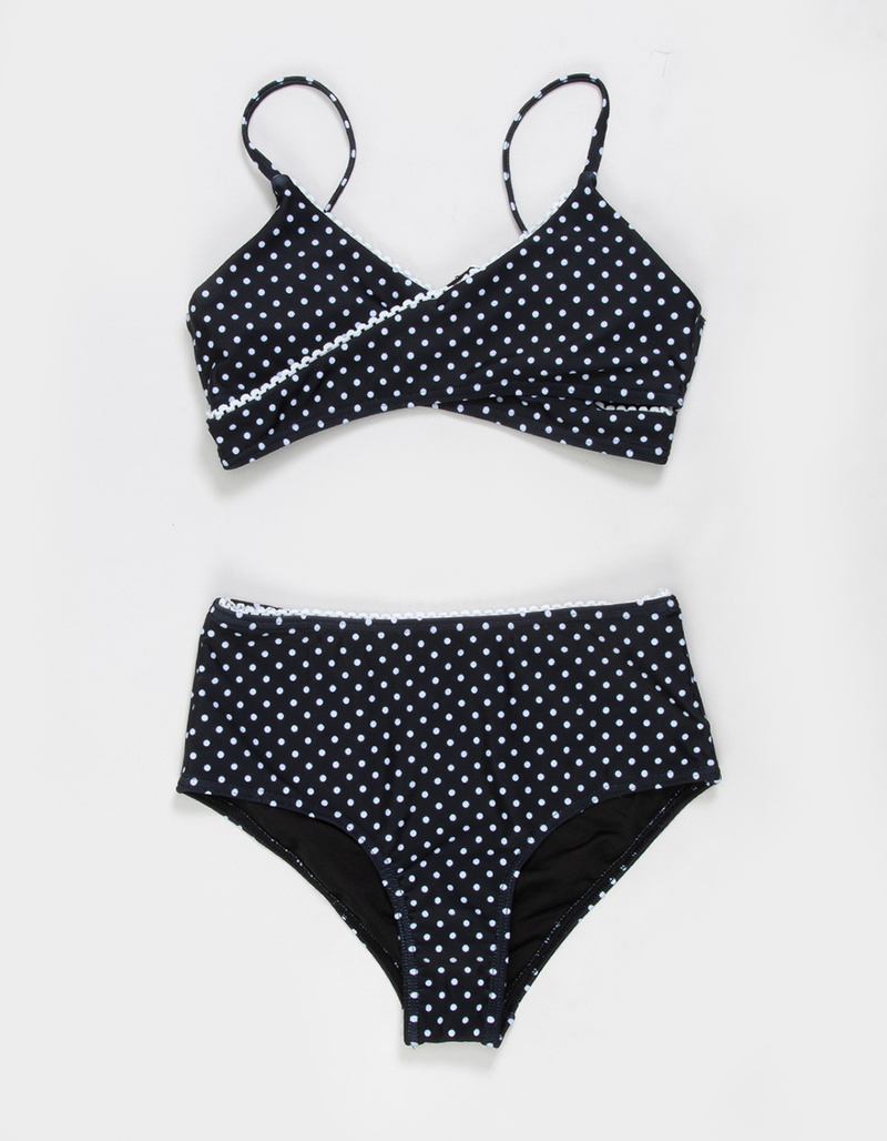 FULL TILT Girls Polka Dot Wrap Bralette Bikini Set image number 0