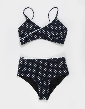FULL TILT Girls Polka Dot Wrap Bralette Bikini Set Primary Image