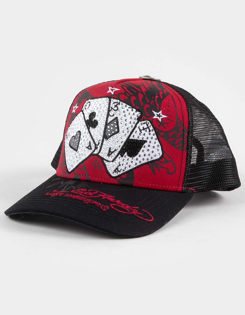 ED HARDY x MGK Cards Rhinestone Trucker Hat image number 0