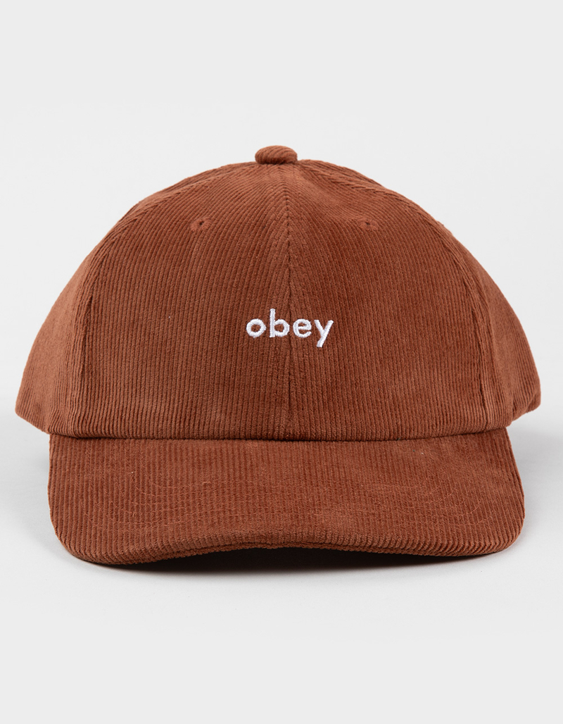 OBEY Lowercase 6 Panel Corduroy Strapback Hat image number 1