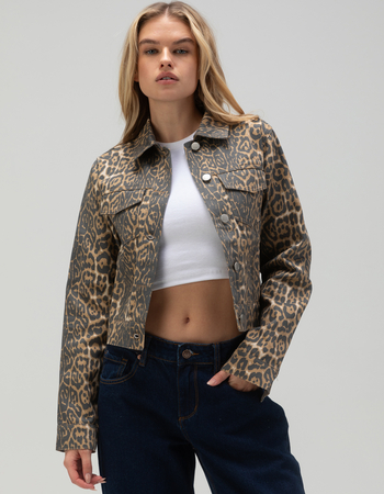 RSQ Womens Leopard Trucker Jacket Primary Image