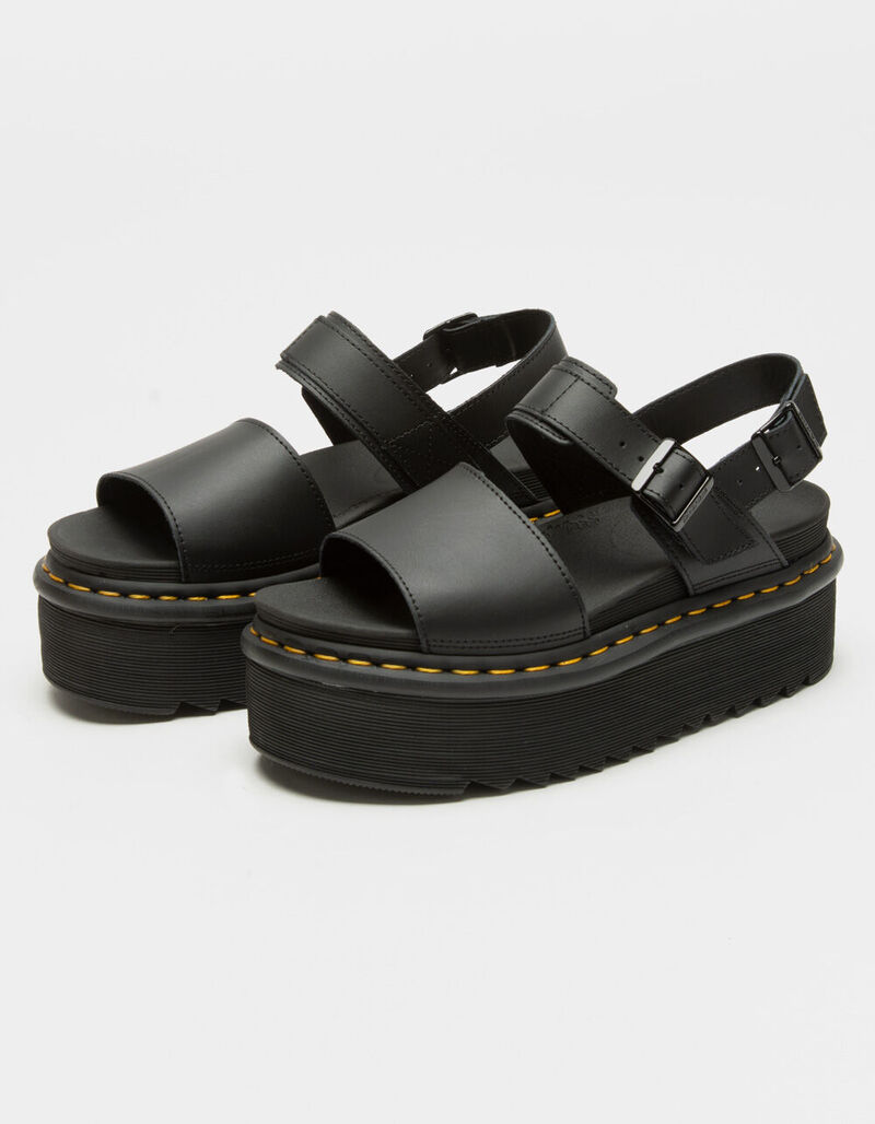 DR. MARTENS Voss Quad Leather Strap Womens Platform Sandals - BLACK ...
