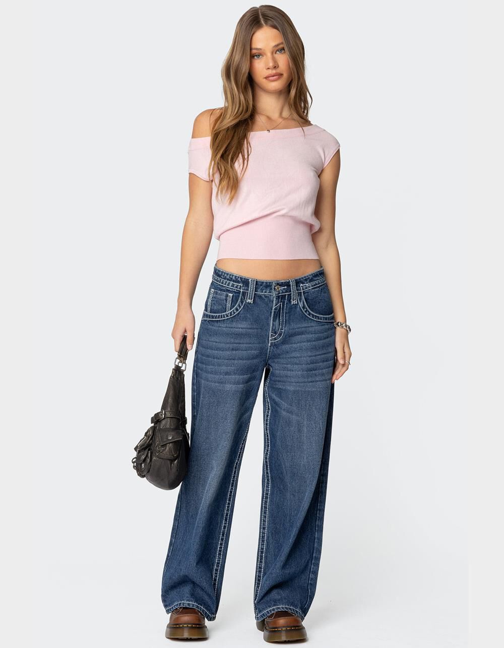 ♡PELLICULE loose offshoulder tops♡ New Free People Women's Mint Julep Top Cotton Spandex White