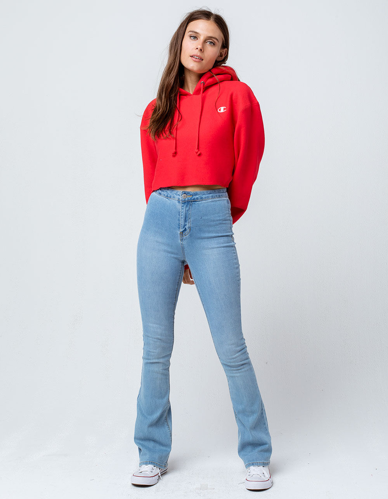 CHAMPION Reverse Weave Red Womens Crop Hoodie image number 3