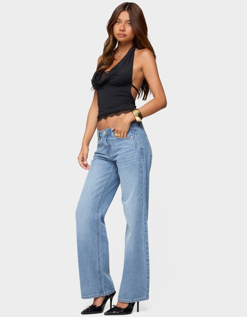 EDIKTED Holly Straight Leg Mid Rise Jeans image number 3
