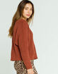 SKY AND SPARROW Chenille Dolman V Neck Womens Rust Sweater image number 2