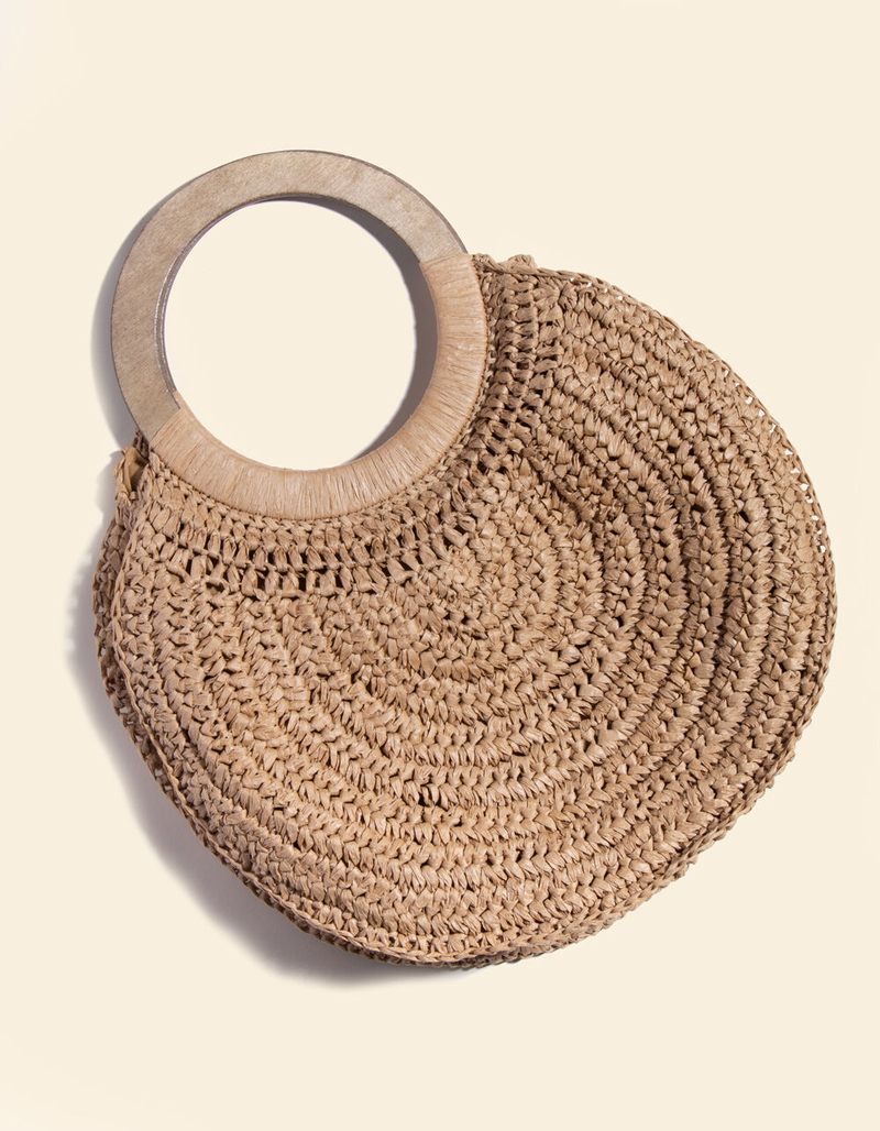 DO EVERYTHING IN LOVE Round Wooden Handle Bag image number 1