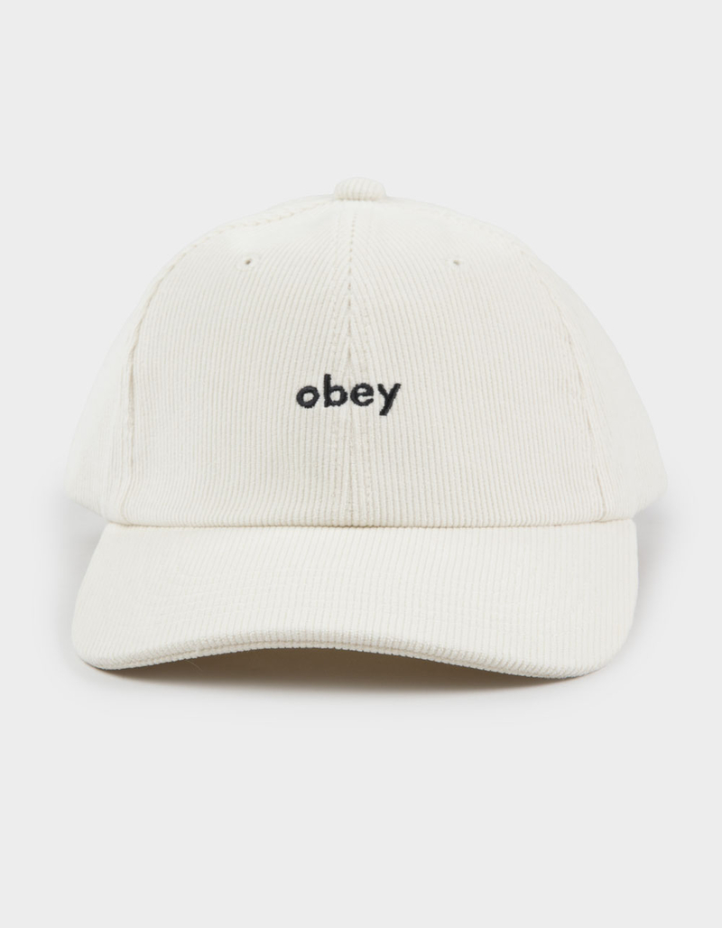 OBEY Lowercase 6 Panel Corduroy Strapback Hat image number 1