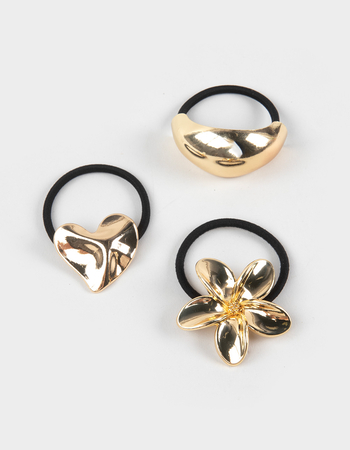 FULL TILT Floral Metal Covered Elastic Hair Ties Primary Image