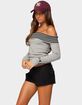 EDIKTED Leetal Stripey Foldover Knit Top image number 2