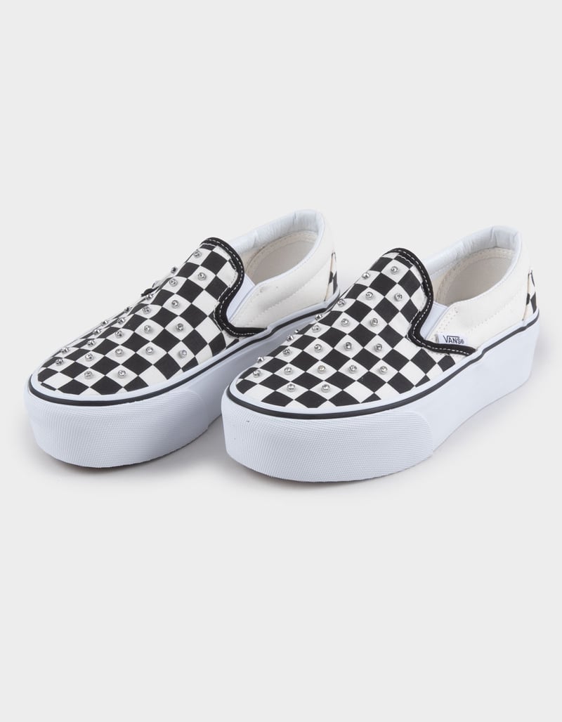 VANS Rhinestone Checkerboard Girls Slip-On Stackform Shoes image number 1