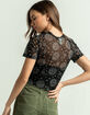 FULL TILT Printed Womens Black Mesh Baby Tee image number 3