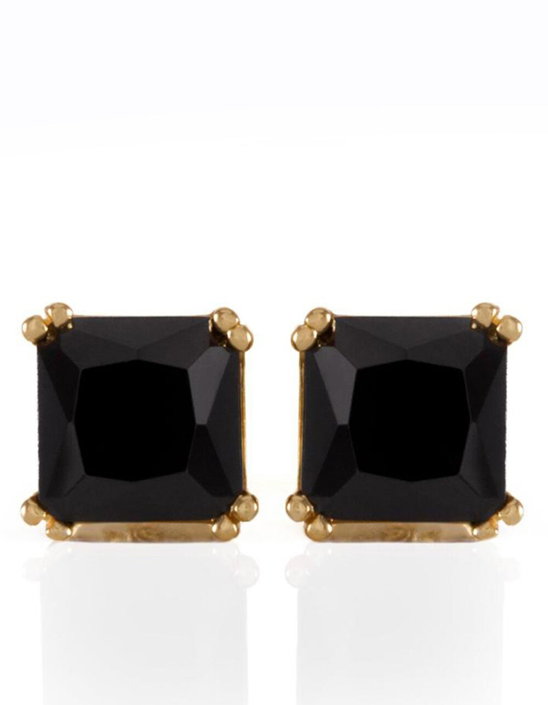 KING ICE The .925 Sterling Silver Princess Onyx Mens Earrings image number 1