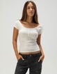 FULL TILT Womens Off The Shoulder Henley Top image number 1