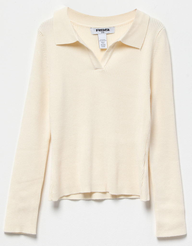RSQ Girls Solid Johnny Collar Polo Sweater image number 0
