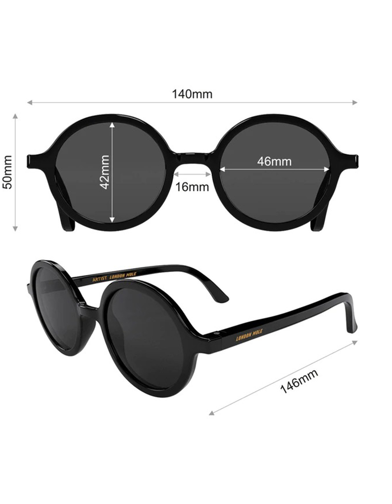 LONDON MOLE Artist Gloss Black Sunglasses image number 4