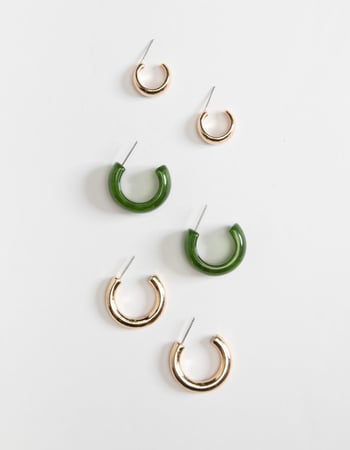 FULL TILT 3 Pack Chunky Huggie Earring Set Primary Image