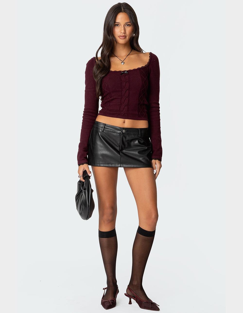 EDIKTED Ansley Lacey Cable Knit Top image number 1