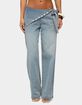 EDIKTED Button Foldover Low Rise Baggy Jeans image number 1