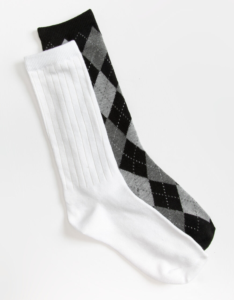 FULL TILT 2 Pack Argyle Womens Crew Socks image number 0