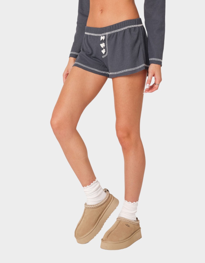 EDIKTED Peoni Waffle Shorts NAVY Tillys