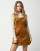 SKY AND SPARROW Corduroy Button Front Camel Structured Dress image number 1