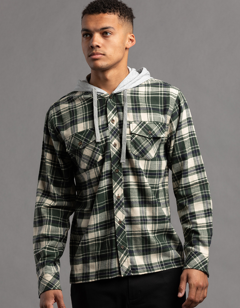 RSQ Mens Plaid Hooded Flannel image number 0