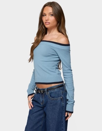 EDIKTED Kezzie Contrast Off Shoulder Knit Top Alternative Image