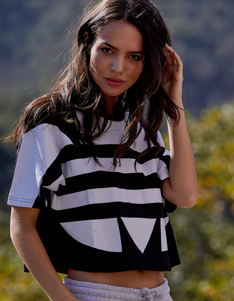ADIDAS Large Logo Black Womens Crop Tee image number 0
