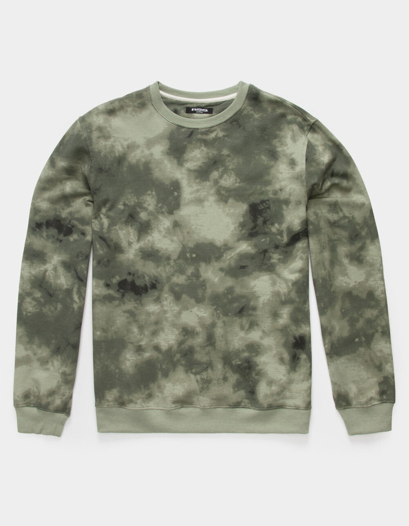 RSQ Tie-Dye Crewneck Mens Green Sweatshirt image number 1