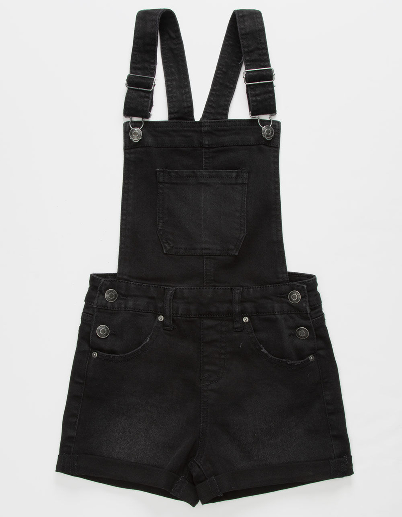 RSQ Roll Cuff Black Girls Denim Shortalls image number 0
