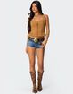 EDIKTED Tori Faux Suede Button Up Top image number 2