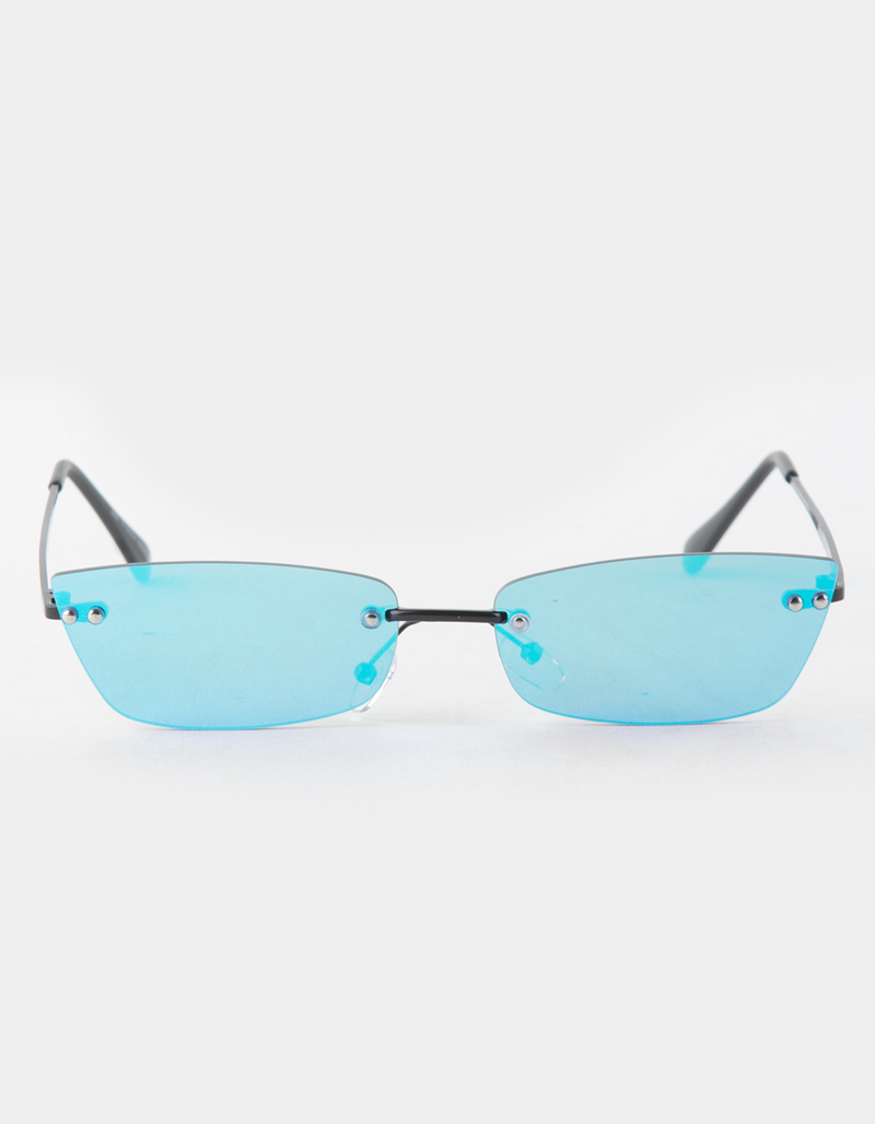 BLUE CROWN Mirrored Rectangle Cat Eye Sunglasses image number 1