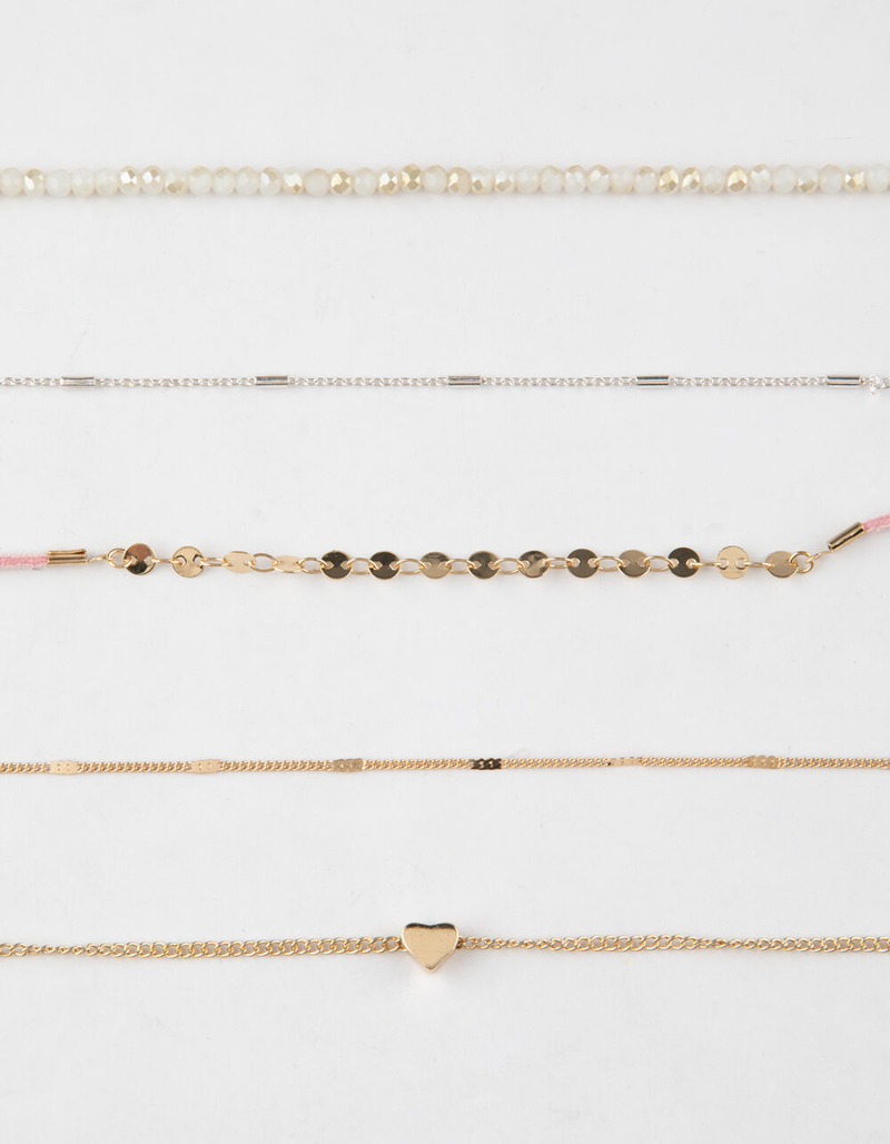 FULL TILT 5 Pack Heart & Beaded Choker Necklaces image number 0